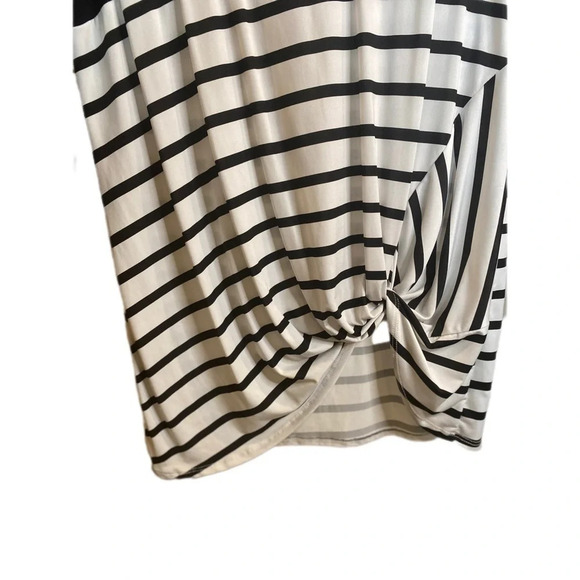 Women’s Small Black Stripe Tie Front Blouse - Picture 5 of 6